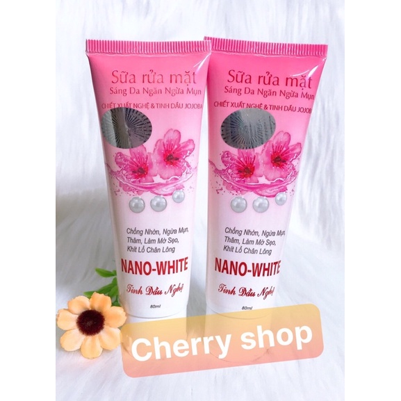 Sữa rửa mặt giảm nhờn ngăn ngừa mụn Nano white 80ml