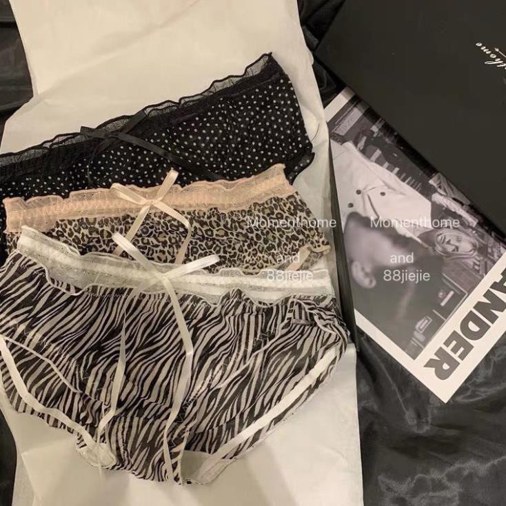Quần lót nữ ren lưới sexy họa tiết da báo cao cấp co dãn thoáng mát 3305