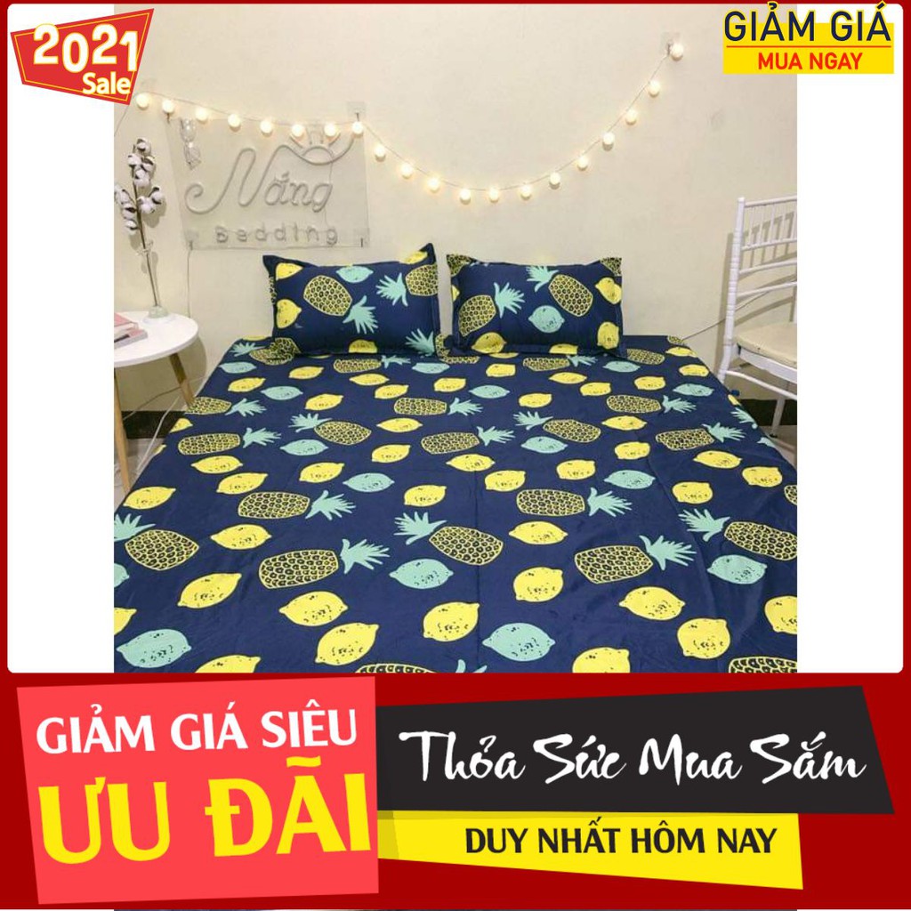 [Ga gối]Bộ Ga Gối Cotton Poly 3 món,chát chọn mẫu,dứa xanh