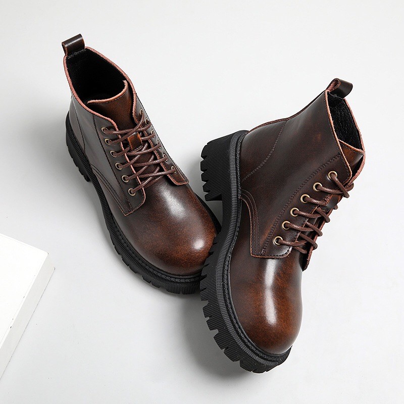 Giày da cao cổ vintage (bốt da bò thật) Li retro MZDL - Original boots 4.5 | BigBuy360 - bigbuy360.vn