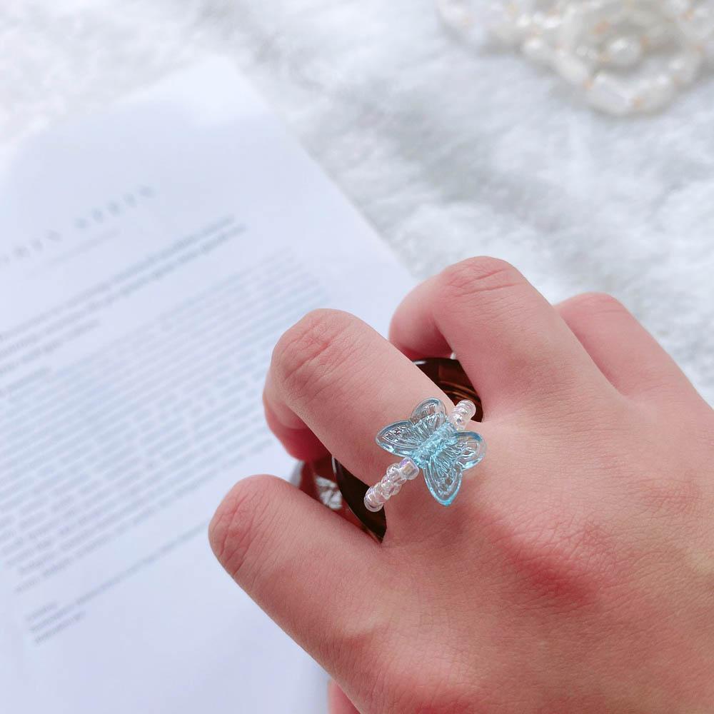 1 Nhẫn Acrylic Trong Suốt Hình Bướm Handmade Thời Trang Cho Nữ