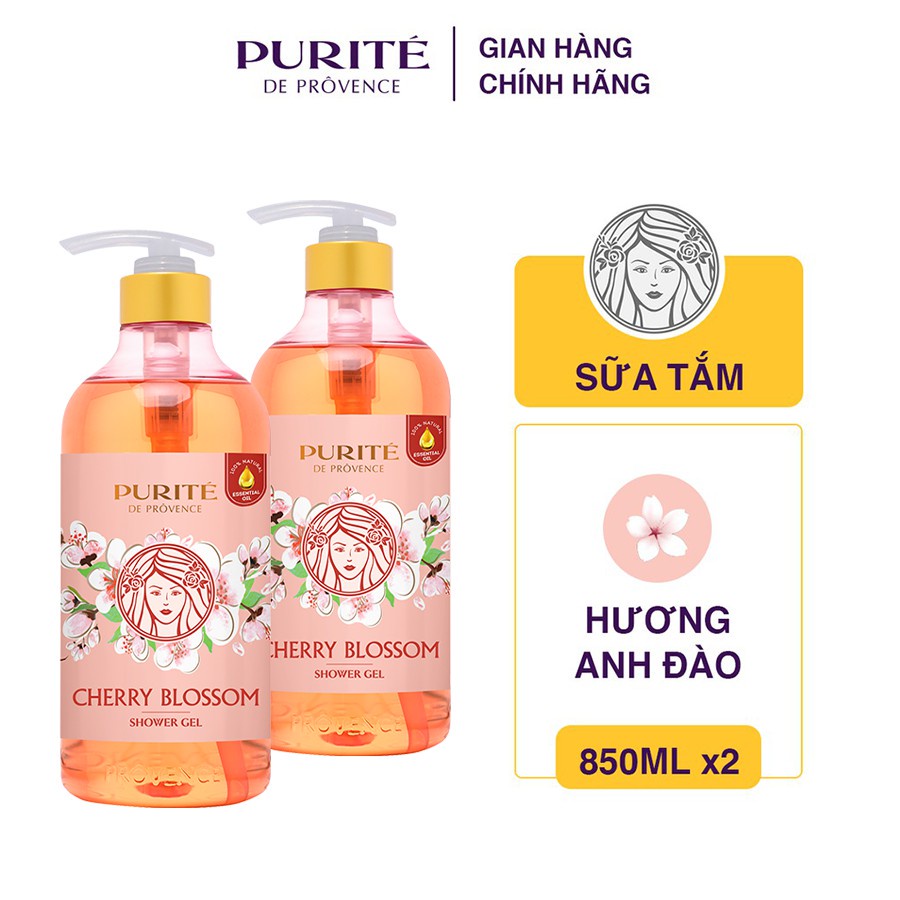 Combo 2 Sữa Tắm Sáng Mịn Hoa Anh Đào Purité 850ml/1chai