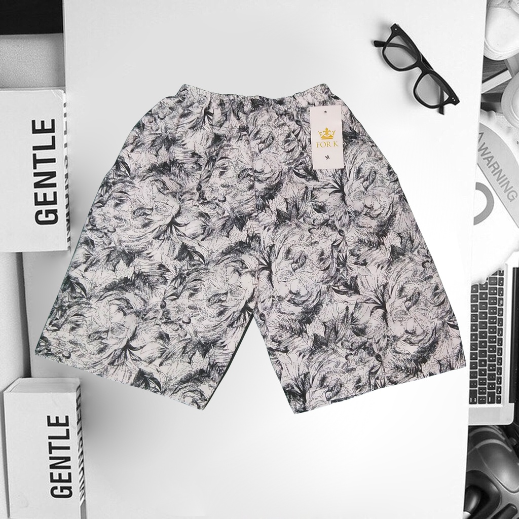 Quần short - Quần short chun họa tiết  - Chất liệu lụa cotton mềm, mặc thoải mái phù hợp ở nhà đi chơi