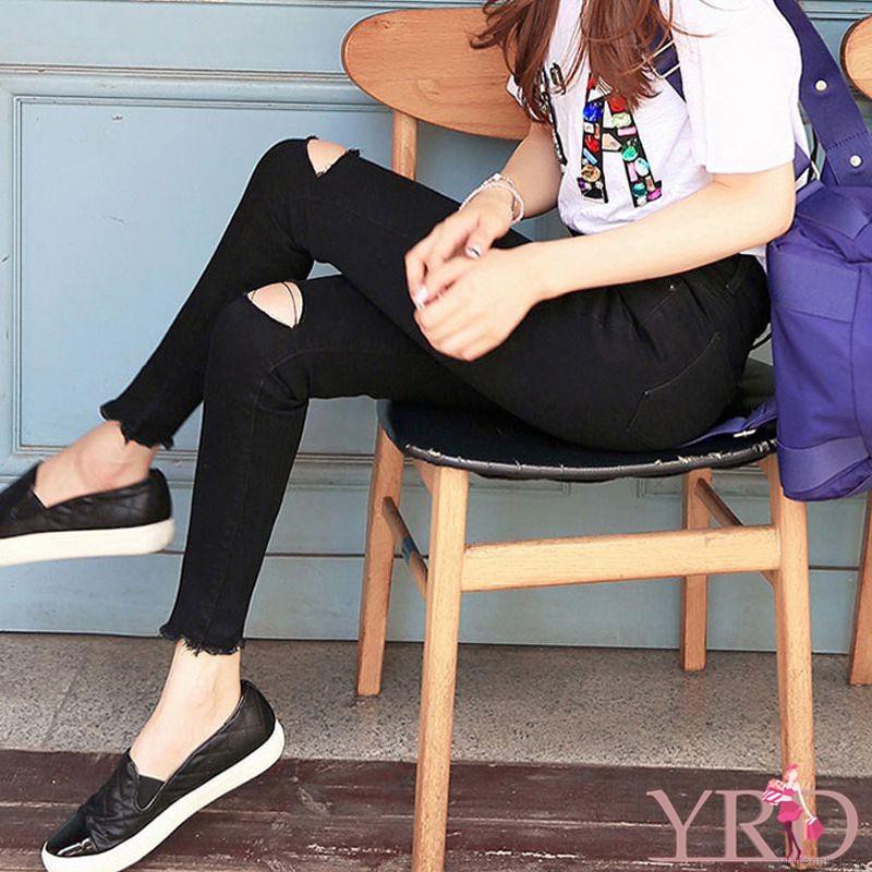 Quần Denim Lưng Cao Thiết Kế Rách Cá Tính | BigBuy360 - bigbuy360.vn