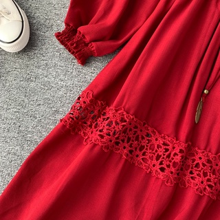 (sẵn) Váy boho đỏ có mũ