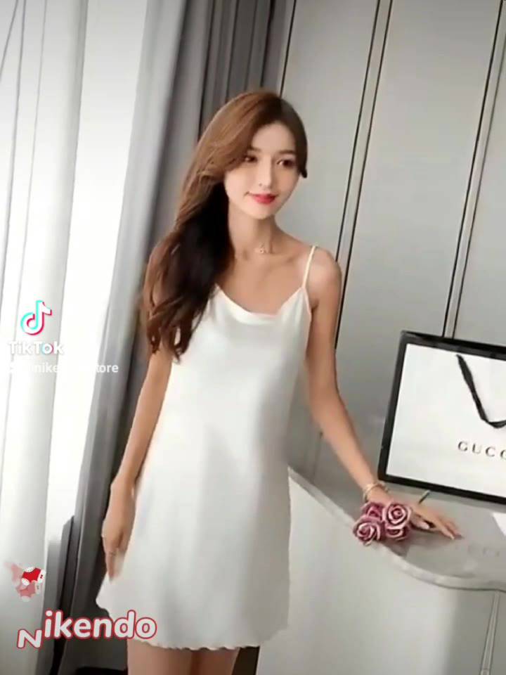 Xả Hàng Váy Ngủ 2 Dây Lụa Satin Cao Cấp - Đầm Ngủ Dễ Thương Nikendo (Video Tự Quay) PL1 | BigBuy360 - bigbuy360.vn