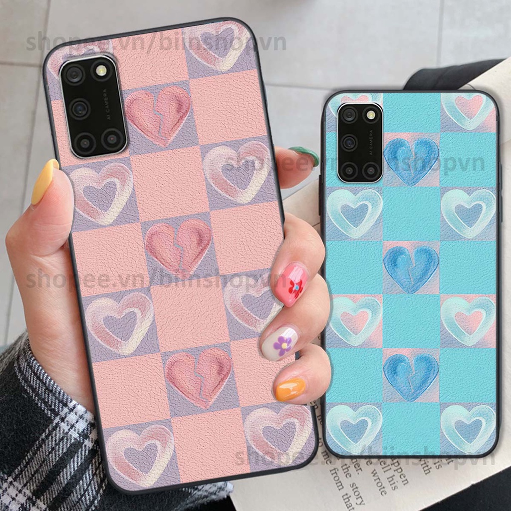 Ốp Oppo A52 / A92 caro trái tim nhiều màu sắc, đầy cá tính, khẳng định phong cách