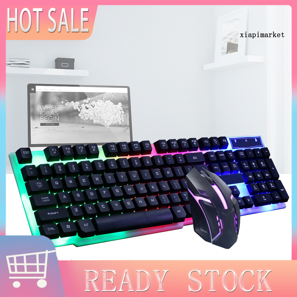 Set 2 Bàn Phím + Chuột Chơi Game Gtx300 Có Dây Bằng Nhựa Có Đèn Nền Màu Cho Máy Tính