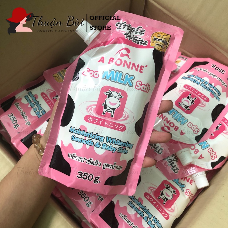 Muối Tắm Sữa Bò Tẩy Tế Bào Chết A Bonne Spa Milk Salt Thái Lan Toàn Thân Túi 350gr Có Vòi