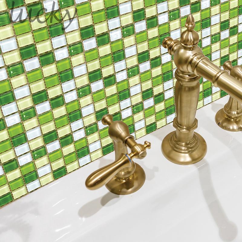 Bộ 18 miếng dán tường PVC họa tiết gạch mosaic chống thấm nước 10x10cm cho nhà bếp
