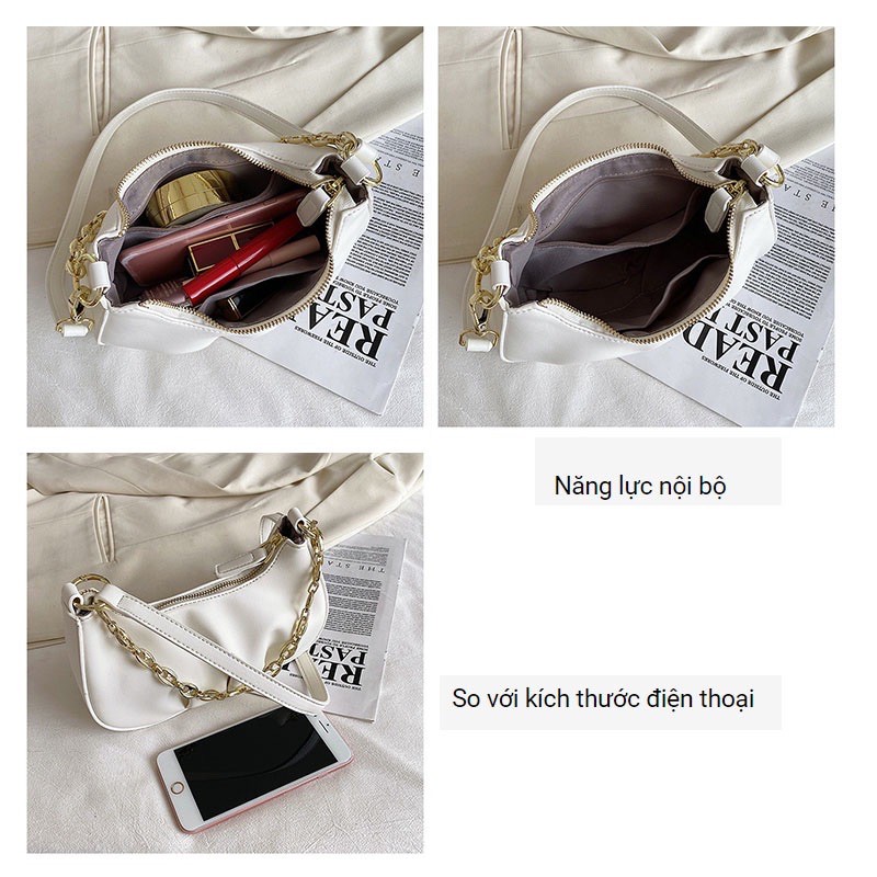 Túi Đeo Chéo Nữ Da Mềm Đám Mây Phối Dây Xích Đeo Nhiều Kiểu | BigBuy360 - bigbuy360.vn