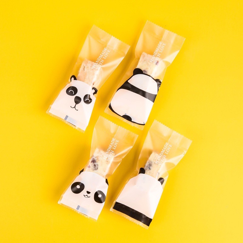 Túi nhựa đựng kẹo nougat hình gấu trúc hàn miệng túi - 200 cái