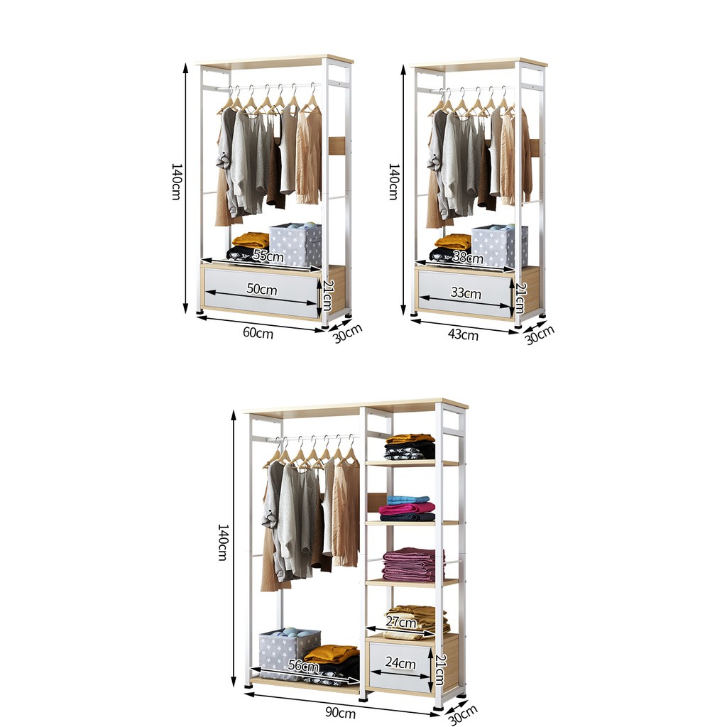 Tủ quần áo-Tủ trống khung thép mặt gỗ MDF ngang 60cm