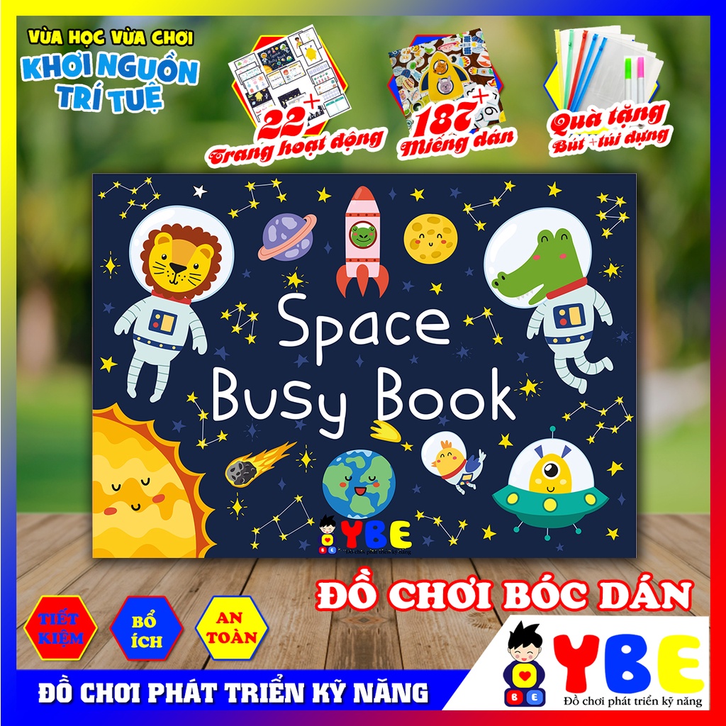 Đồ chơi học liệu bóc dán Montessori không gian vũ trụ Space busy book vừa chơi vừa học giúp bé phát triển kỹ năng