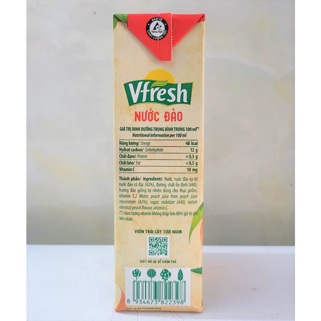 [Hộp 1 Lít] NƯỚC ÉP ĐÀO VFRESH [VN] VINAMILK Peach Nectar Juice (halal)