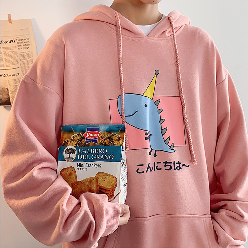Áo hoodie họa tiết chú khủng long dễ thương trẻ trung | BigBuy360 - bigbuy360.vn