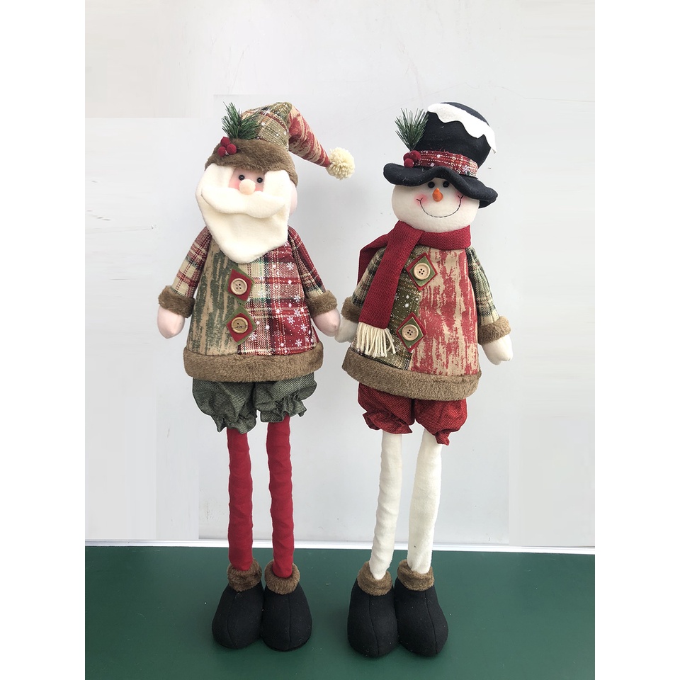 Cặp người tuyết ông già Noel kéo dài chân cao 80cm trang trí Giáng Sinh Noel
