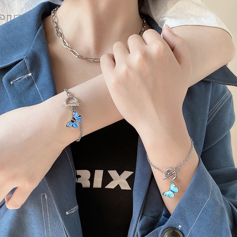 Vòng Tay Tình Bạn Mặt Hình Bướm Xanh Dương Kiểu Hàn Quốc Xb-L45 - Bảo Ngọc jewelry