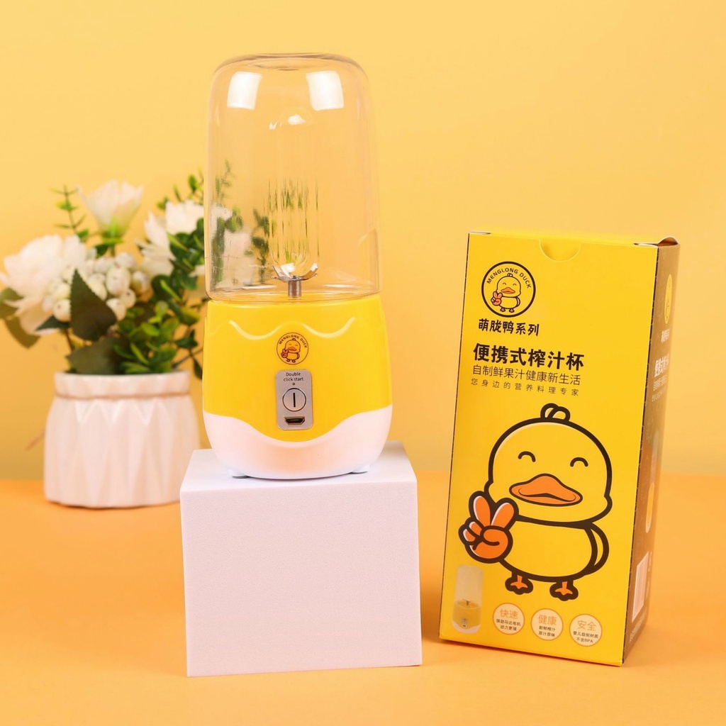 Máy Xay Sinh Tố Cầm Tay Máy Xay Hoa Quả Mini Vịt Vàng Sạc Điện Dung Tích 400ml Tiện Lợi