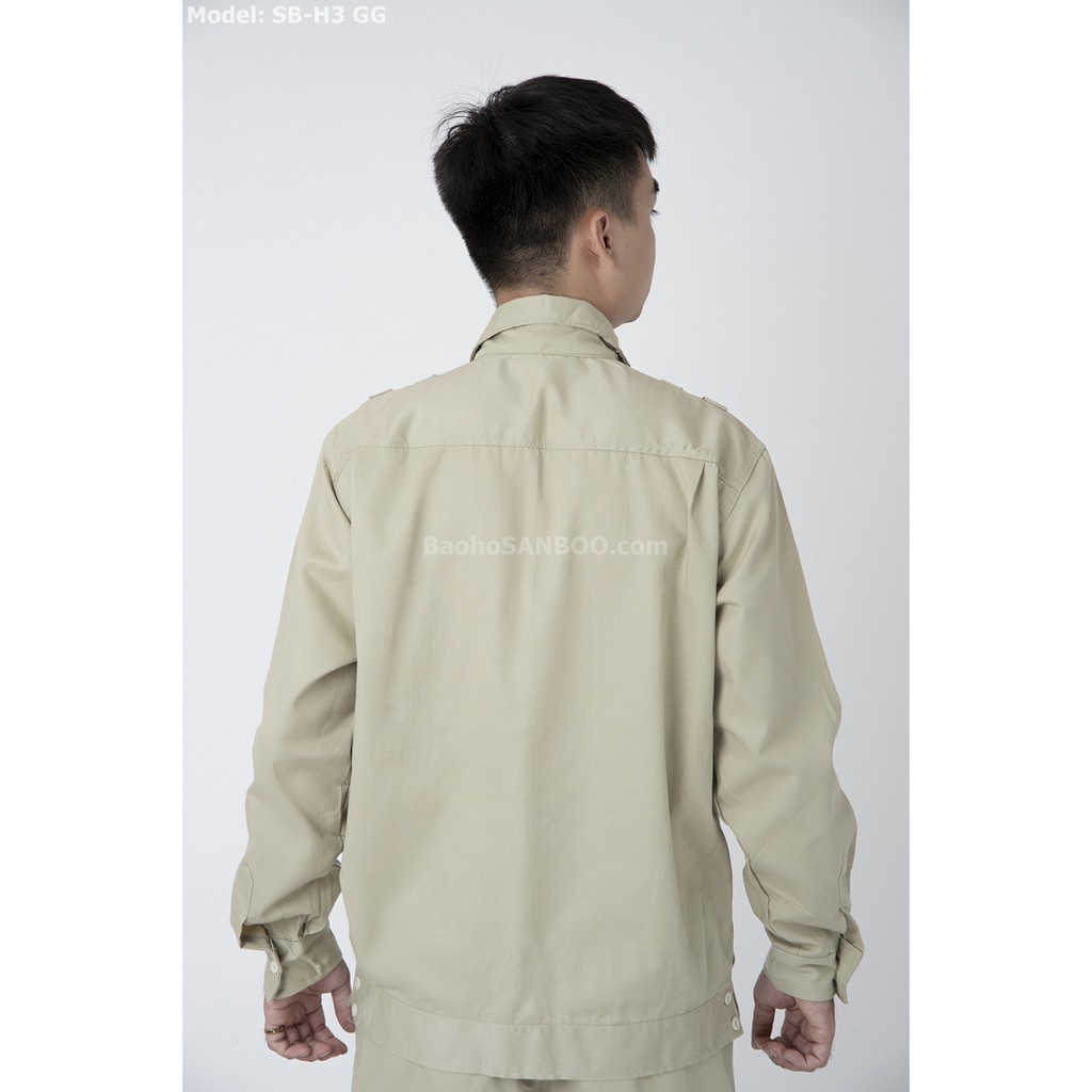 Bộ quần áo bảo hộ công nhân - Màu ghi sáng