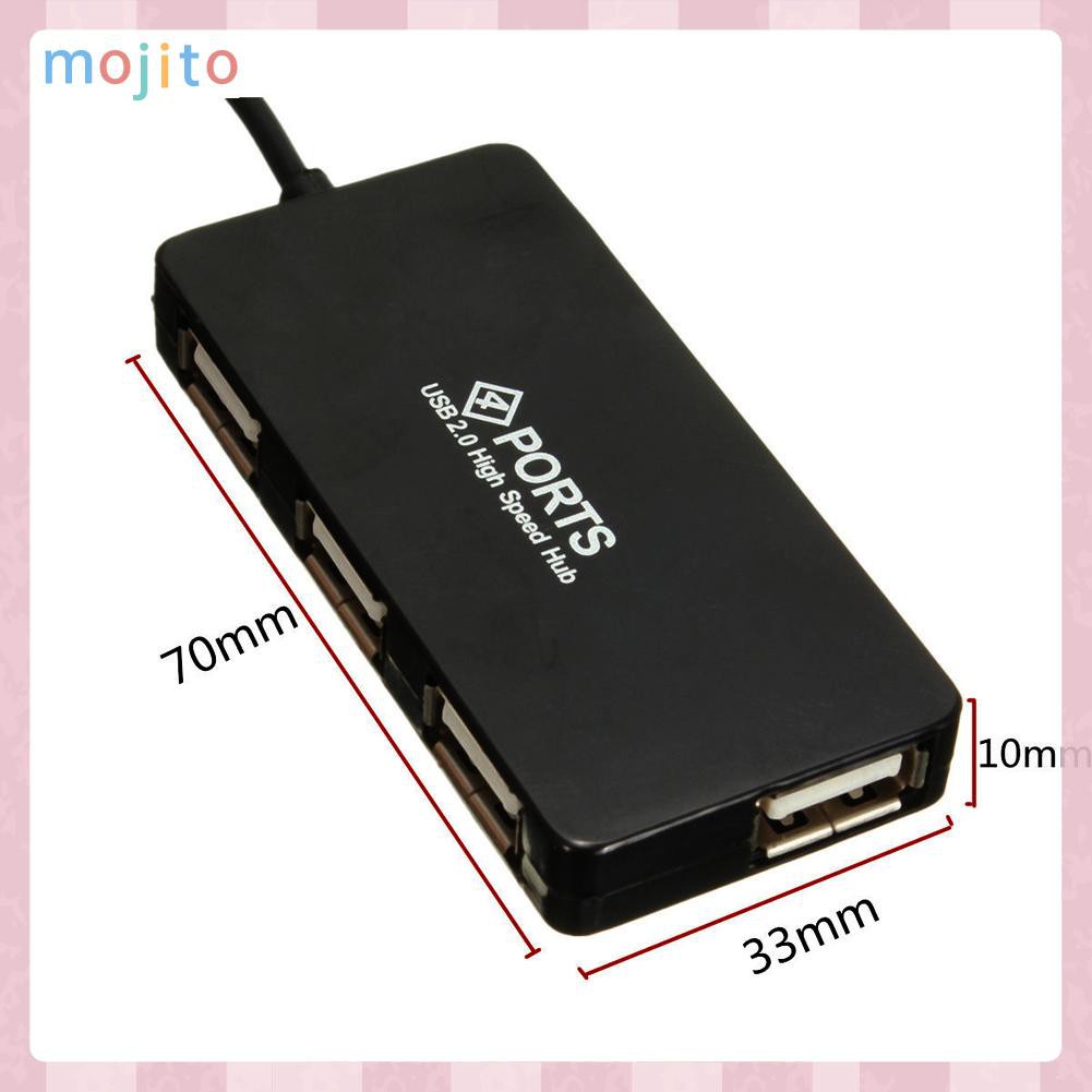 MOJITO 4 Ports High Speed USB 2.0 Hub Multi Splitter Expansion for PC Laptop