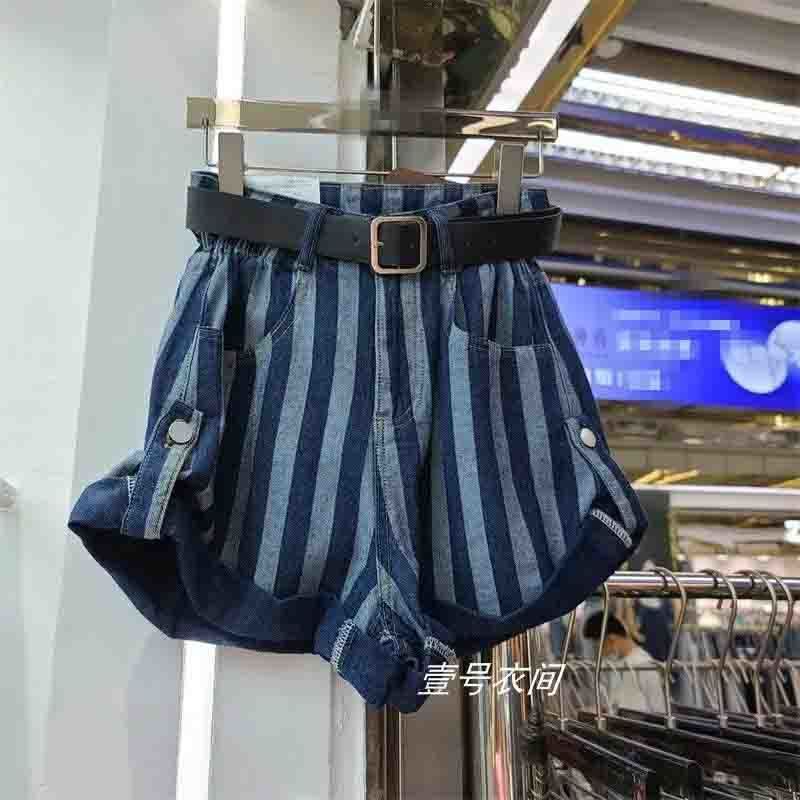 Jiashucheng Hàng Có Sẵn Quần Short Denim Uốn Xoăn Phong Cách Mới Thiết Kế Cảm Giác Dễ Phối Đồ
