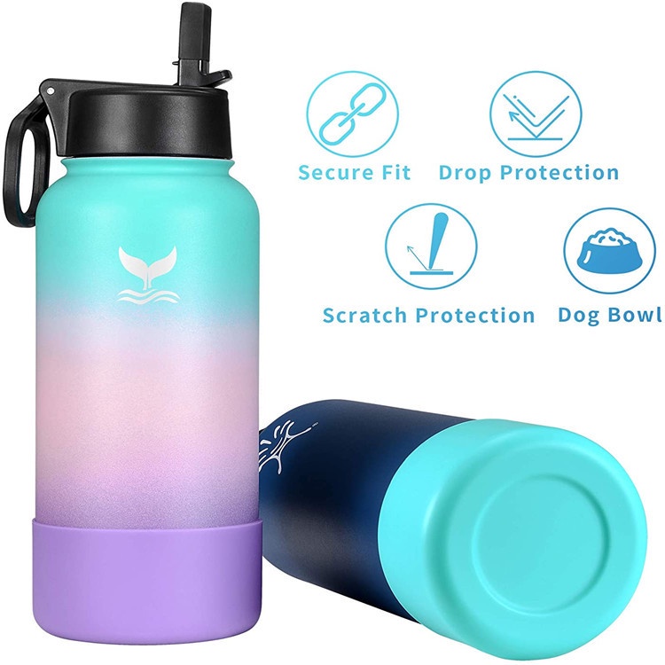 Vỏ Bọc Bình Nước Miệng Rộng 7.5cm 9cm Chống Trượt Bằng Silicone Cho 12-24 Oz/32-40 Oz