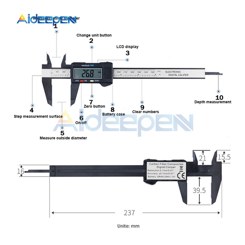Thước kẹp điện tử màn hình LCD 0-100mm 0-150mm