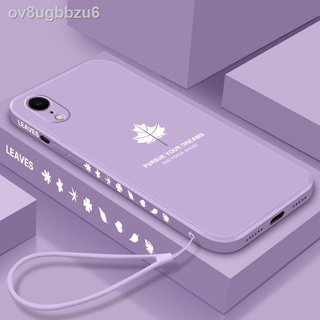 [Ảnh thật/Sẵn] ◐❣✴Ốp lưng điện thoại di động Apple xr lưới màu đỏ lá phong iPhone11 mặt thẳng 7p silicone 12promax cặp c