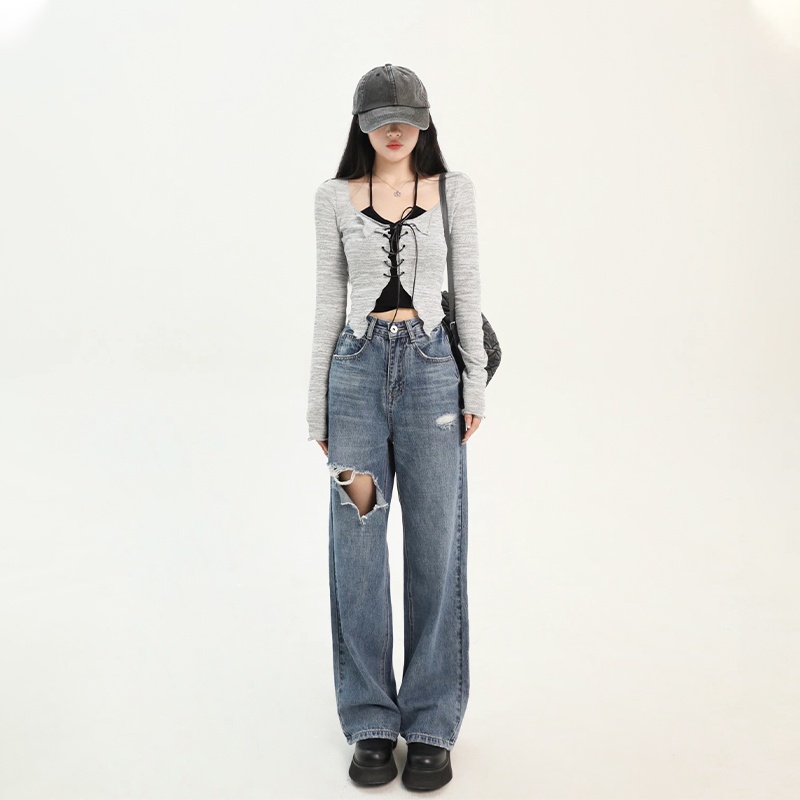 Xiaozhainv Set áo hai dây + áo khoác cardigan dài tay thời trang dành cho nữ