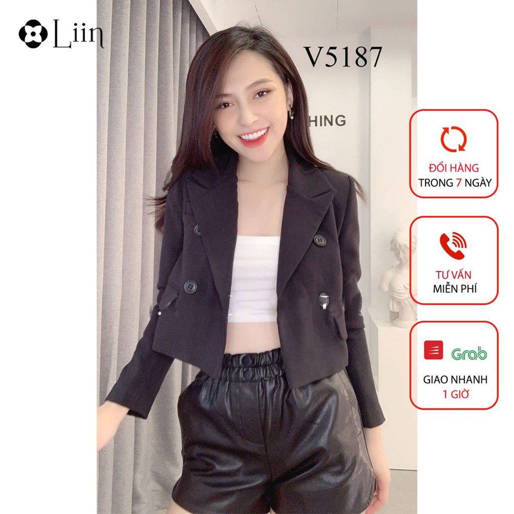 Áo vest nữ dáng ngắn LINBI đủ size, màu đen thanh lịch, sang trọng V5187 | BigBuy360 - bigbuy360.vn