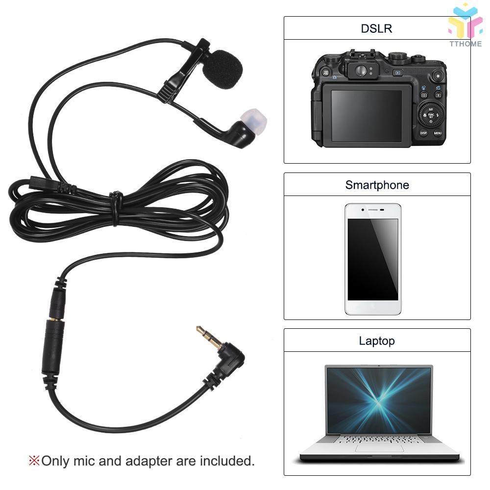 Micro tai nghe 2 trong 1 Lavalier có kẹp cổ áo cho điện thoại thông minh / máy tính bảng / Laptop / camera