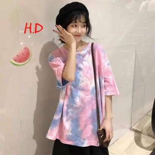 Áo phông loang màu tay lỡ oversize