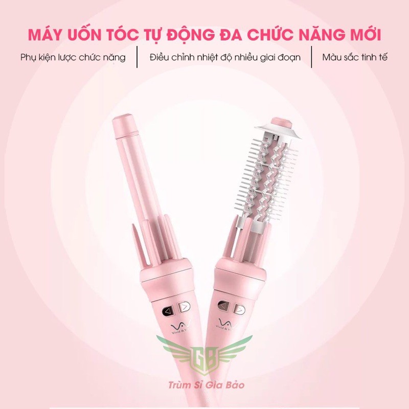 Máy uốn tóc , máy làm tóc xoăn xoay tự động 360 độ chính hãng vivido &amp; vogua bảo hành 6 tháng.