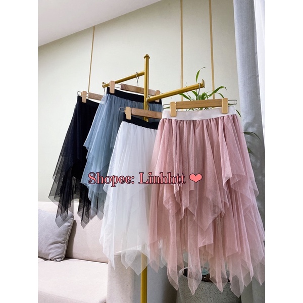 Chân váy lưới tầng