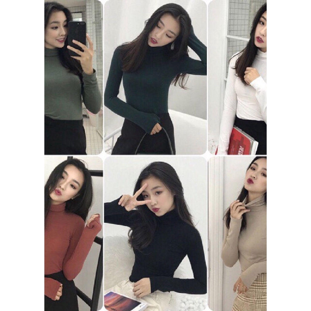 Áo giữ nhiệt nữ thun cổ 3 phân