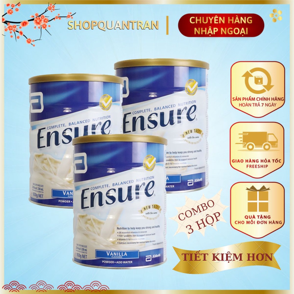 Sữa Ensure Úc hộp 850g  Hương Vanilla, ENSURE NEW TASTE Chính Hãng Giá Tốt