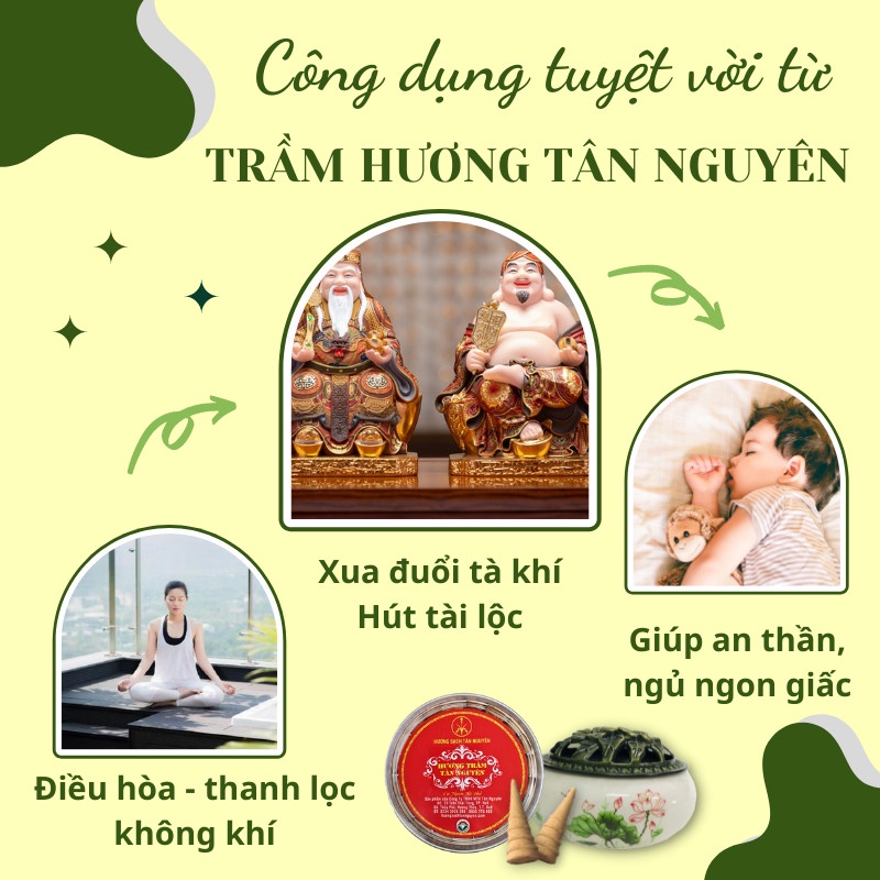 Nụ trầm hương Tân Nguyên, nhang trầm nụ, trầm hương xông nhà 100% tự nhiên hộp 45 viên - Hương Sạch Tân Nguyên