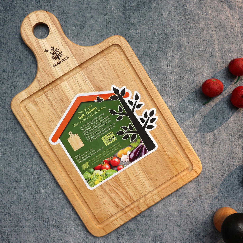 [Mã LIFEMALL03 giảm 15% tối đa 50k đơn 100k] Thớt chữ nhật tay cầm có rãnh Đức Thành 01844 | BigBuy360 - bigbuy360.vn