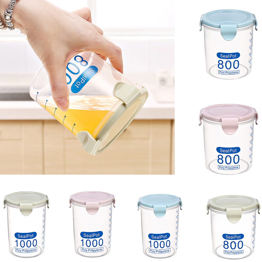 Hộp nhựa PP tròn trong suốt đựng ngũ cốc có khóa