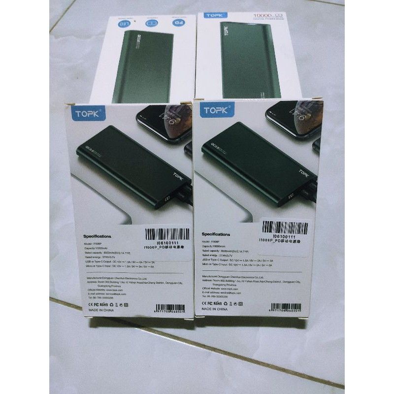 Sạc dự phòng TOPK I1006P 10000mAh hỗ trợ sạc nhanh QC 3.0