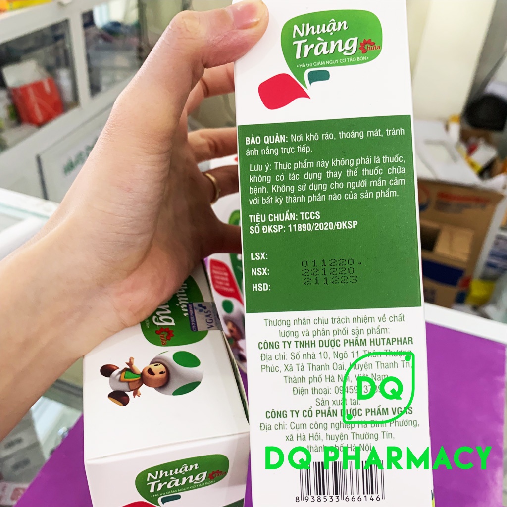 Nhuận tràng Huta, bổ sung chất xơ cho người táo bón, đầy bụng, khó tiêu hộp 20 ống 10ml