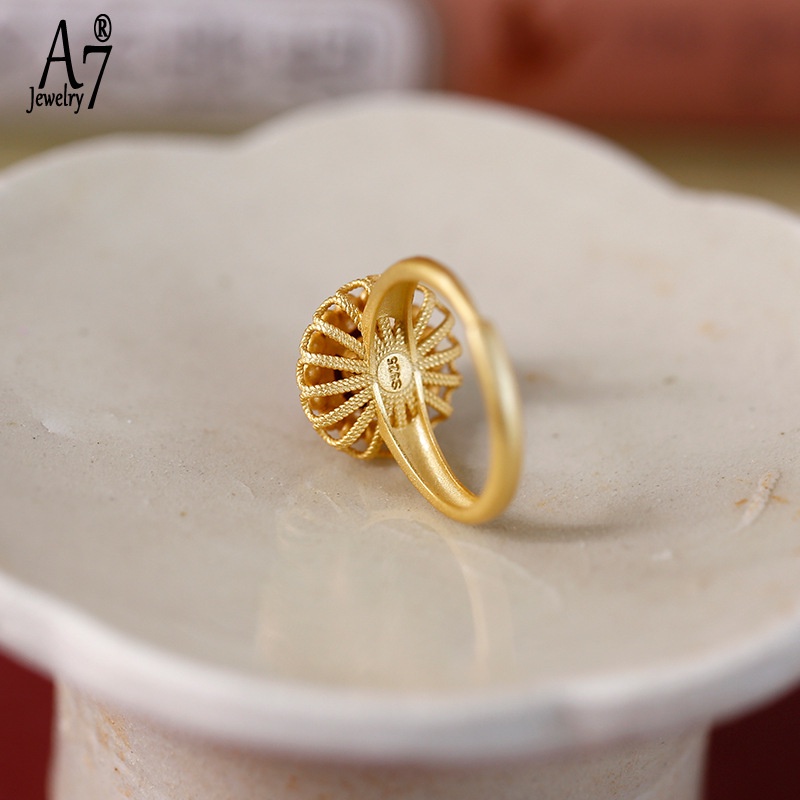 Nhẫn Bạc A7Jade S925 Đính Đá Mã Não Có Thể Xoay Được