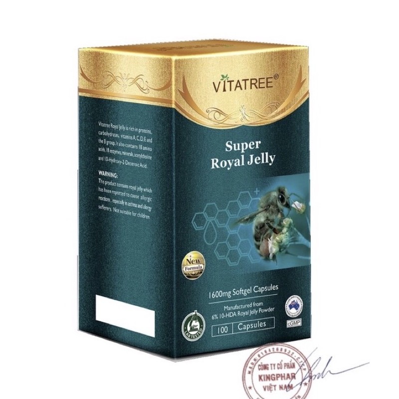 Sữa Ong Chúa VITATREE SUPER ROYAL JELLY 1600 MG - Hộp 100 Viên