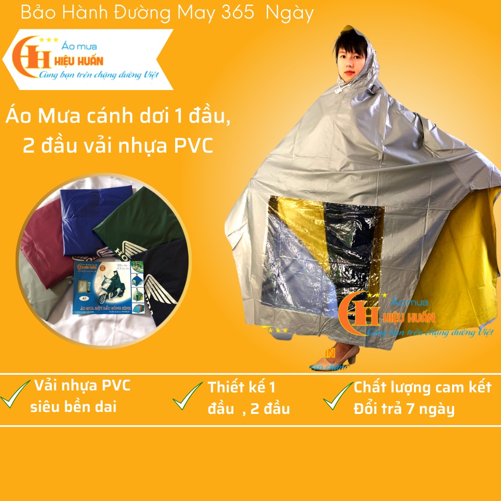 Áo Mưa Choàng 1 Người, 2 Người vải nhựa PVC, Áo Mưa Cánh Dơi không nắp gương aomuahieuhuan