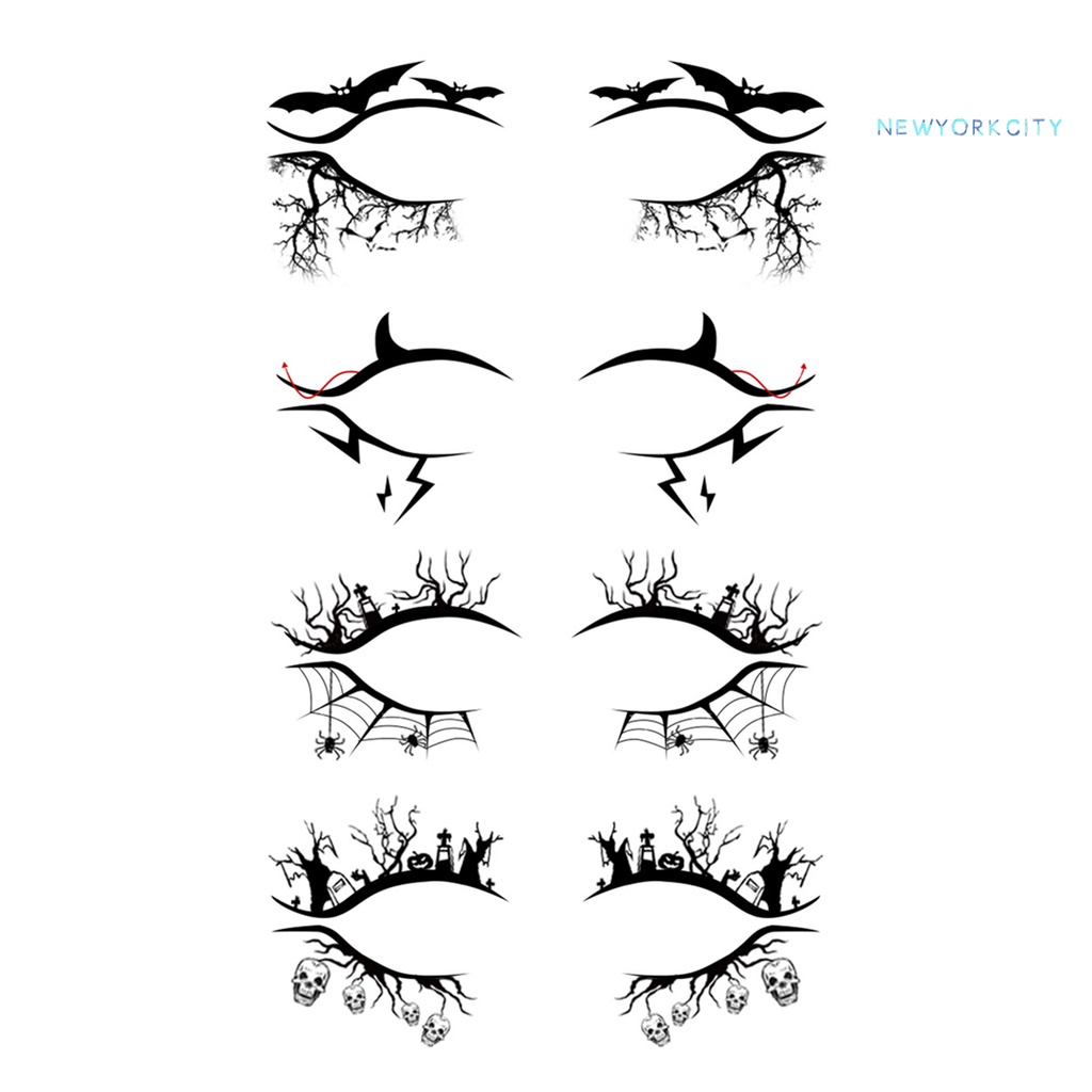 4 Miếng Dán Kẻ Mắt Màu Đen Hình Mạng Nhện Độc Đáo