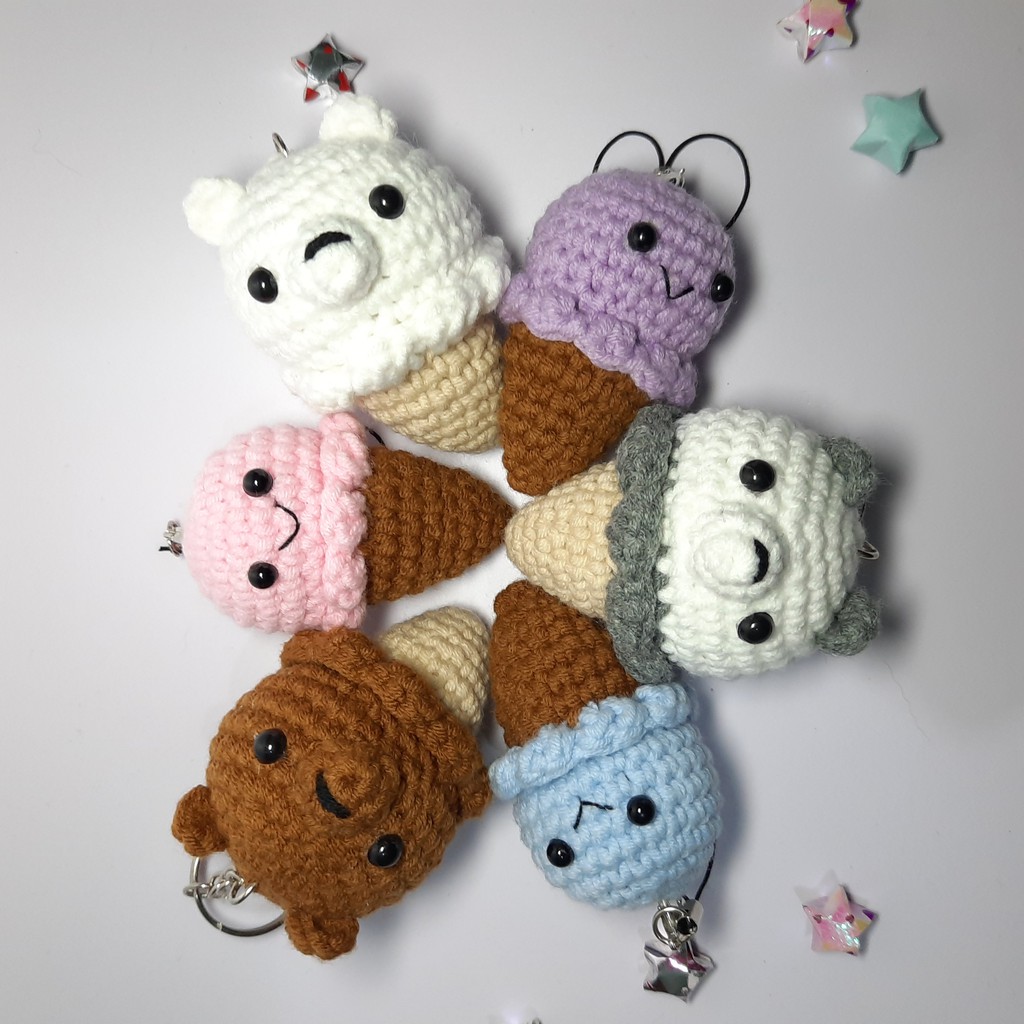 ICE BEAR - Móc khóa len chiếc kem handmade