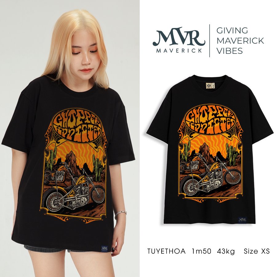 Áo phông thun Cotton unisex xe moto phong cách haloween MVR size rộng tee Mỹ BB4284