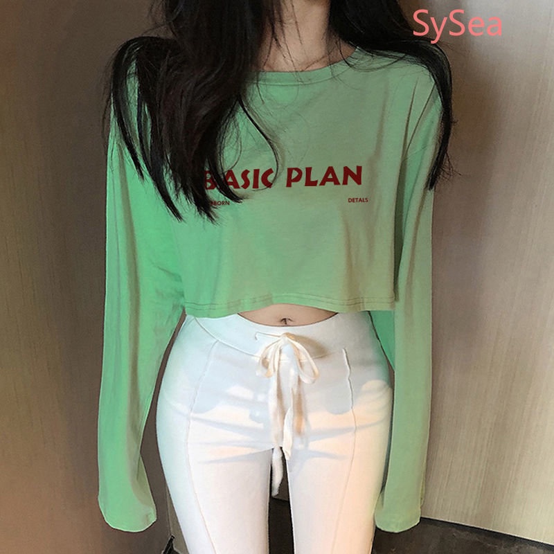Áo Croptop In Chữ Phong Cách Hàn Quốc Thời Trang Mùa Hè Dành Cho Nữ