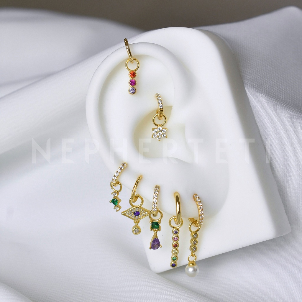 Khuyên tai bạc 925 mini - Charm lẻ mix đa dạng không bao gồm khoen  - Nepherteti
